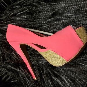 Coral Pink Platform Heels